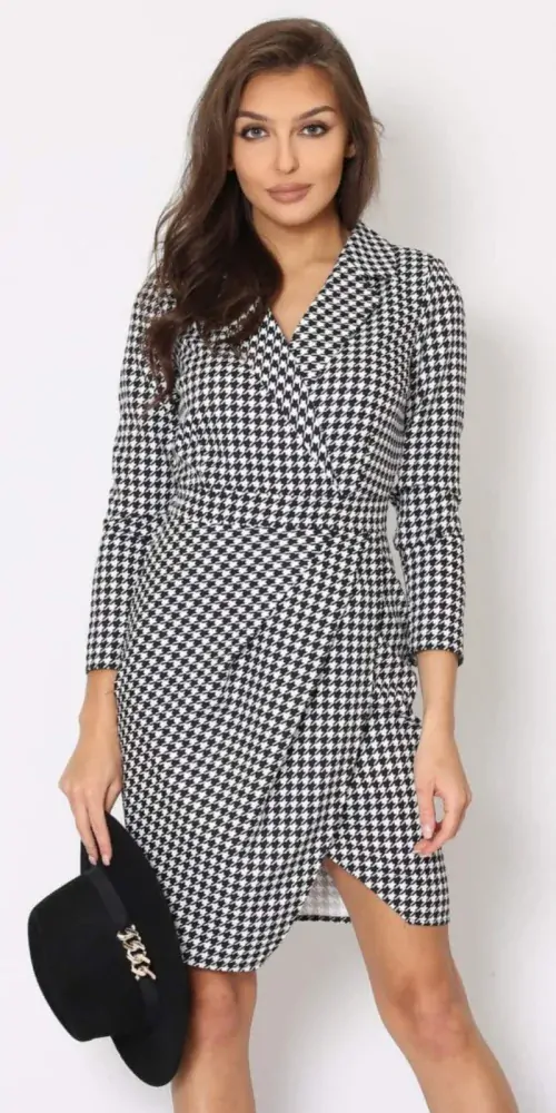 Šaty pepitko s fazónou