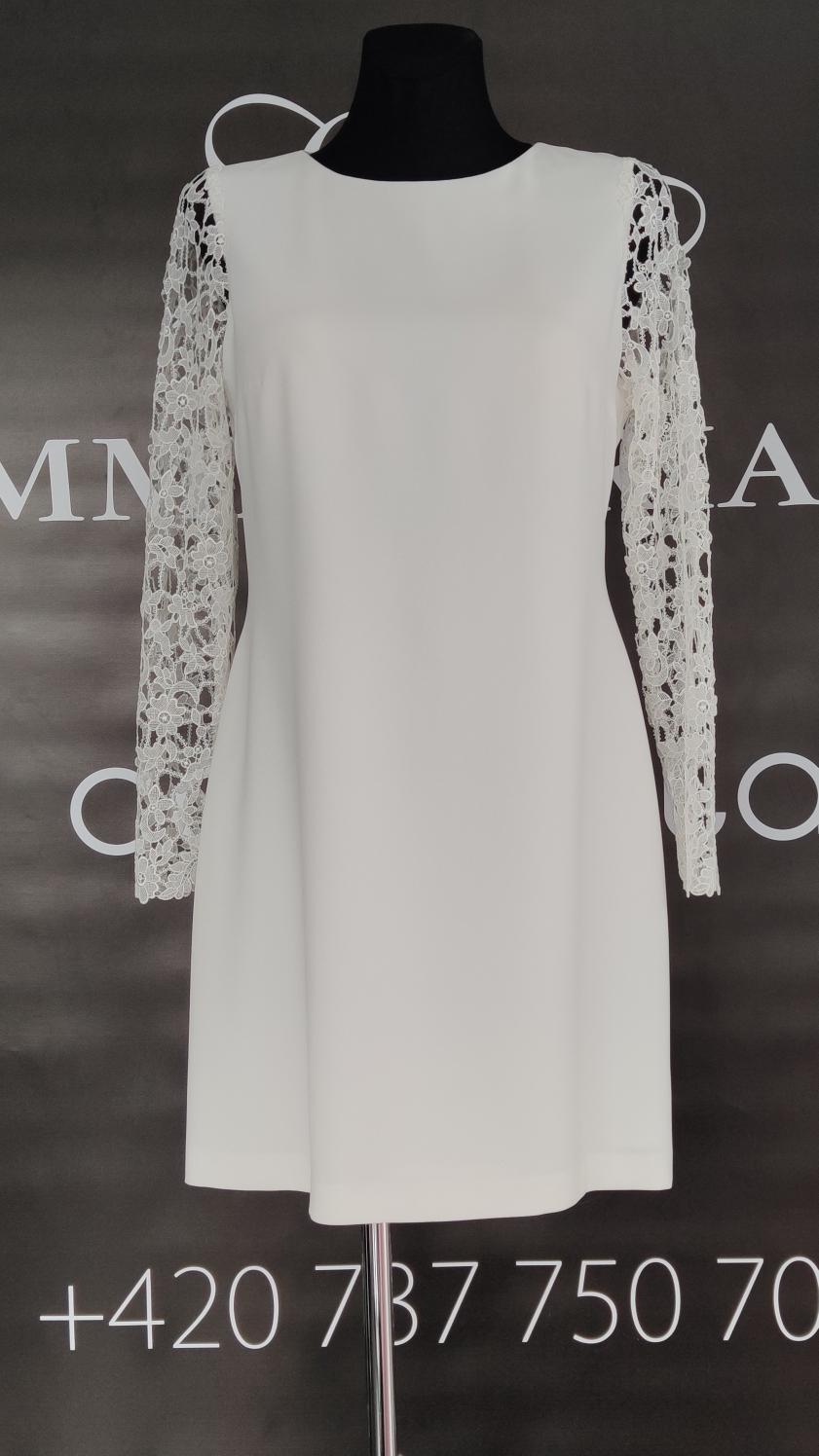 Šaty EM ivory s krajkovými rukávy