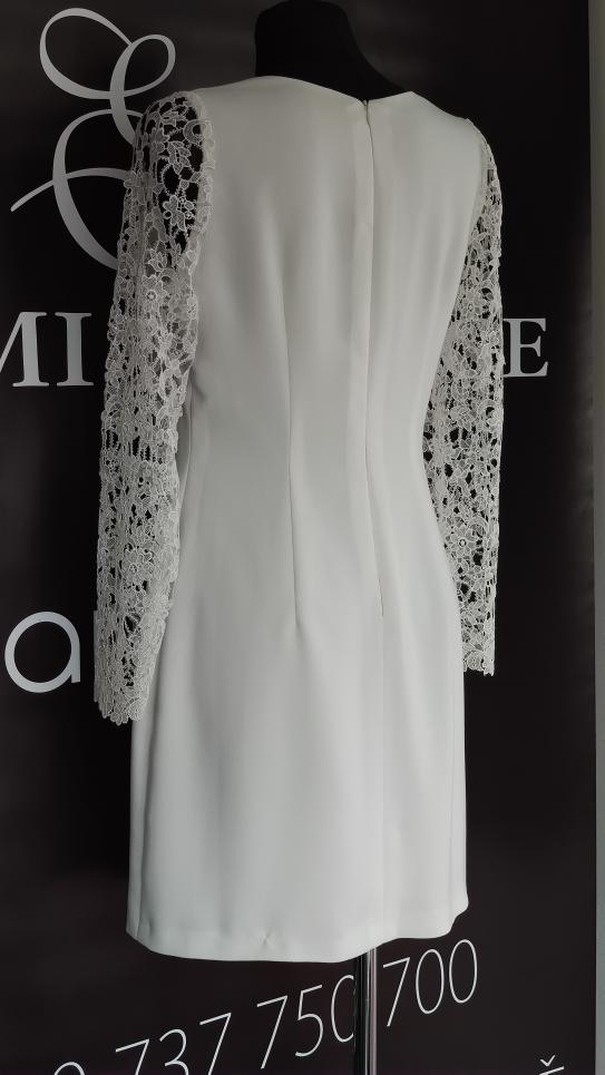 Šaty EM ivory s krajkovými rukávy