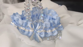 Podvazek modro-ivory