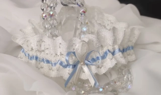 Podvazek ivory-modrý