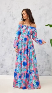 Šaty dlouhé s dlouhým rukávem růžové